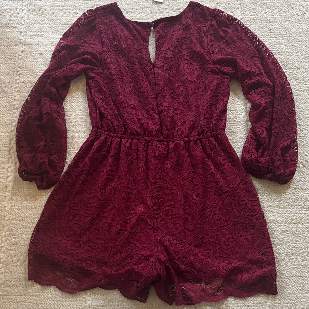Maurices Burgundy Lace Romper - Picture 5 of 5